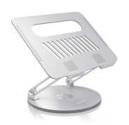 Aisens Soporte Sobremesa XL Giratorio y Ajustable para Portatil O Tablet - Aleacion de Aluminio - Rotacion 360° - Plegable y Compacto - Antideslizante - Compatible 10-17\" - Color Plata