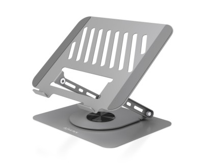 Aisens Soporte Sobremesa XL para Portatil / Tablet - Giratorio y Ajustable - Rotacion 360&deg; - Plegable y Compacto - Antideslizante - Compatible 10-17\" - Color Gris