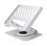 Aisens Soporte Sobremesa XL para Portatil / Tablet - Giratorio y Ajustable - Rotacion 360° - Plegable y Compacto - Antideslizante - Compatible 10-17\" - Color Plata
