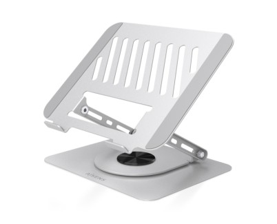 Aisens Soporte Sobremesa XL para Portatil / Tablet - Giratorio y Ajustable - Rotacion 360&deg; - Plegable y Compacto - Antideslizante - Compatible 10-17\" - Color Plata