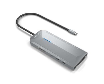 Aisens USB-C Dock 12 En 1 - USB-C a 2xHDMI - 1xRJ45 - 3xUSB-A - 2xUSB-C - 1xUSB-C PD - 1xAudio - 1xSD - 1xMicro SD - 15cm - Color Gris