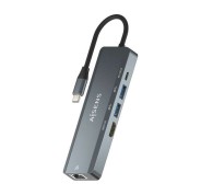 Aisens USB-C Dock 5 en 1 - USB-C a 1xHDMI - 1xRJ45 - 2xUSB - 1xPD - 15cm - Color Gris