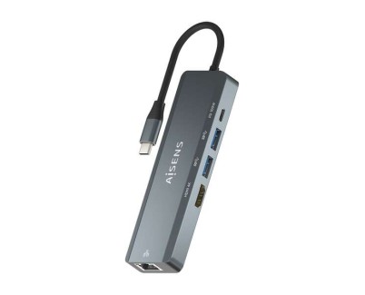 Aisens USB-C Dock 5 en 1 - USB-C a 1xHDMI - 1xRJ45 - 2xUSB - 1xpd - 15cm - Color Gris