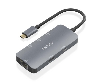 Aisens USB-C Dock 6 en 1 - USB-C a 1xHDMI - 1xRJ45 - 3xUSB-A - 1xUSB-C PD - 15cm - Color Gris