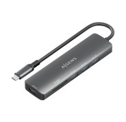 Aisens USB-C Dock 6 en 1 - USB-C a 1xHDMI - 3xUSB-A -  1xSD - 1xMicroSD - 15cm - Color Gris
