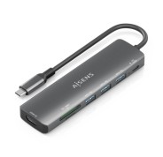 Aisens USB-C Dock 7 en 1 - USB-C a 1xHDMI - 3xUSB-A - 1xUSB-C 100W - 1xSD - 1xMicroSD - 15cm - Color Gris
