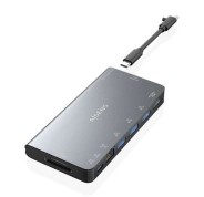 Aisens USB-C Dock 8 en 1 - USB-C a 1xHDMI - 1xRJ45 - 3xUSB-A - 1xUSB-C Datos+PD - 1xSD - 1xMicro SD - 10cm - Color Gris