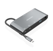 Aisens USB-C Dock 8 en 1 - USB-C a 1xHDMI - 1xVGA - 1xRJ45 - 2xUSB-A - 2xUSB-C 5G - 1xUSB-C PD - 20cm - Color Gris