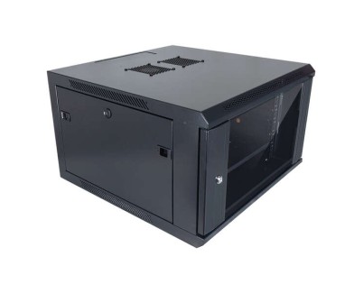 Aiten Data AI6606 Armario Mural 6U Fondo 600 - Puerta de Cristal - Cerradura de Seguridad - Incluye Bandeja Fija y Ventilador 120mm - Color Negro