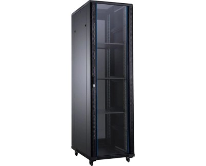 Aiten Data AI8142 Armario Rack de Suelo 19\" - Desde 22U a 42U - 4 Ventiladores 120mm - Puerta de Cristal - Cerradura de Seguridad - Peso Max. hasta 800kg - Color Negro