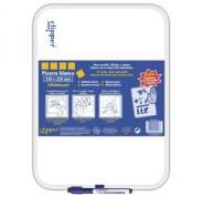 Alpino Clipper Pizarra Blanca 35x25cm - Una Cara Blanca y otra con Cuadricula - Borrado en Seco - Incluye Rotulador con Borrador - Color Blanco
