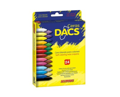 Alpino Dacs Pack de 24 Ceras de Colores - Textura Cremosa - Mezclables - Pintado Suave y Cubriente - Colores Surtidos