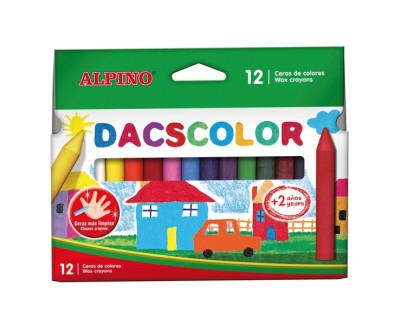 Alpino Dacscolor Pack de 12 Ceras Semiblandas de Colores - Mezclables - No Manchan - Colores Surtidos