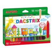Alpino Dacstrix Pack de 12 Ceras Semiblandas de Colores - Forma Triangular - Mezclables - No Manchan - Colores Surtidos