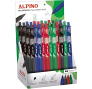 Alpino Dot Expositor con 24 Boligrafos Retractiles - Punta 1mm - Agarre Suave - Colores Surtidos