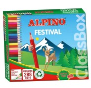 Alpino Festival Pack de 288 Lapices Hexagonales de Colores - Mina de 3mm - 12 Colores x 24 Uds - Ideal para Colegios - Colores Surtidos