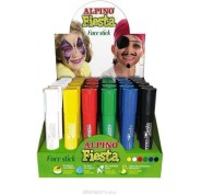 Alpino Fiesta Face Stick Expositor con 36 Barritas de Pintura Facial - Sistema Retractil Giratorio - Se Lava con Agua - Testado Dermatologicamente