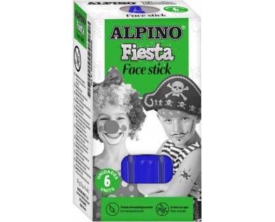 Alpino Fiesta Face Stick Pack con 6 Barritas de Pintura Facial - Sistema Retractil Giratorio - Se Lava con Agua - Testado Dermatologicamente - Color Azul