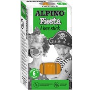 Alpino Fiesta Face Stick Pack con 6 Barritas de Pintura Facial - Sistema Retractil Giratorio - Se Lava con Agua - Testado Dermatologicamente - Color Naranja