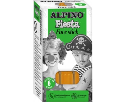 Alpino Fiesta Face Stick Pack con 6 Barritas de Pintura Facial - Sistema Retractil Giratorio - Se Lava con Agua - Testado Dermatologicamente - Color Naranja