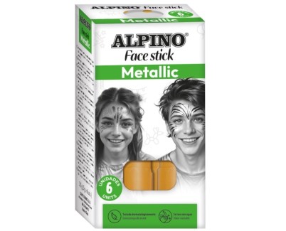 Alpino Fiesta Face Stick Pack con 6 Barritas de Pintura Facial - Sistema Retractil Giratorio - Se Lava con Agua - Testado Dermatologicamente - Color Oro