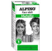 Alpino Fiesta Face Stick Pack con 6 Barritas de Pintura Facial - Sistema Retractil Giratorio - Se Lava con Agua - Testado Dermatologicamente - Color Plata