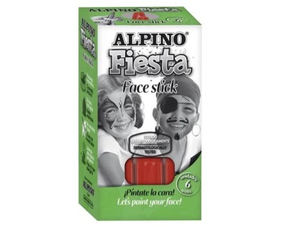 Alpino Fiesta Face Stick Pack con 6 Barritas de Pintura Facial - Sistema Retractil Giratorio - Se Lava con Agua - Testado Dermatologicamente - Color Rojo
