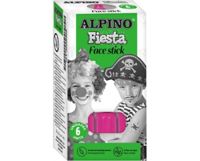 Alpino Fiesta Face Stick Pack con 6 Barritas de Pintura Facial - Sistema Retractil Giratorio - Se Lava con Agua - Testado Dermatologicamente - Color Rosa