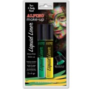 Alpino Make-up Liquid Liner Pack con 2 Botes de Maquillaje Liquido con Aplicador - Se Lava con Agua - Testado Dermatologicamente - Colores Amarillo y Verde