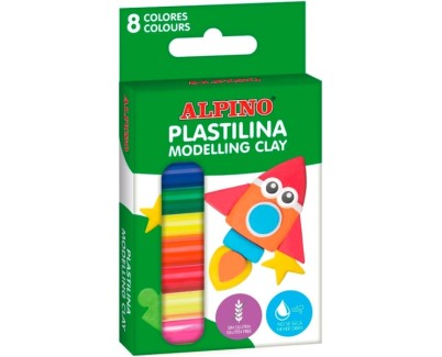 Alpino Pack con 8 Barras de Plastilina 12gr - Muy Flexible - Pueden Mezclarse - Sin Gluten - Colores Surtidos