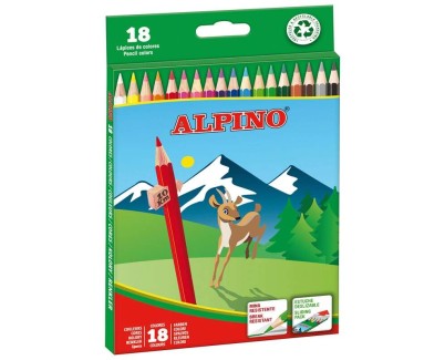 Alpino Pack de 18 Lapices de Colores - Mina de 3mm - Resistente a la Rotura - Bandeja Extraible - Colores Surtidos
