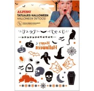 Alpino Pack de Tatuajes Halloween - Diseños Terrorificos - Colores Plata, Negro y Naranja
