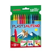 Alpino PlastiAlpino Pack con 12 Ceras para Niños - Material Resistente - No Manchan - Colores Brillantes - Colores Surtidos