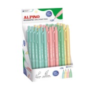Alpino Soft Touch Pastel Expositor con 24 Boligrafos Retractiles - Punta 1mm - Tacto Suave - Tinta Azul - Colores Pastel Surtidos