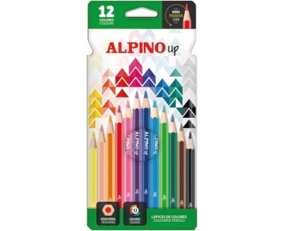 Alpino Up Pack con 12 Lapices de Colores Hexagonales - Mina Premium - Resistente a la Rotura - Colores Surtidos