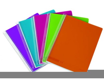 Ancor Classic Stripes Cuaderno Espiral Tamaño Folio Raya Horizontal - 80 Hojas 90gr - Tapa de Plastico - Colores Surtidos