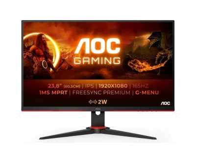 AOC 24G2SPAE/BK Monitor 23,8\" WLED IPS FullHD 165Hz - Respuesta 1ms - Angulo de Vision 178° AMD FreeSync - Altavoces Incorporados - HDMI, DisplayPort, Audio - Montaje VESA 100x100