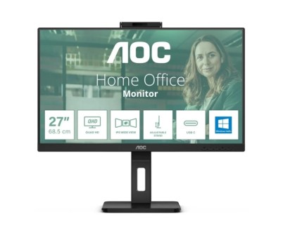 AOC 24P3QW Monitor 23.8\" WLED IPS FullHD 120Hz - Respuesta 4ms - Ajustable en Altura, Giratorio e Inclinable  - Altavoces 10W - USB, HDMI, DisplayPort, Webcam - VESA 100x100