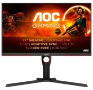 AOC G3 Monitor 27\" Mini LED VA QHD HDR1000 180Hz - Respuesta 1ms - Ajustable en Altura, Giratorio e Inclinable - Angulo de Vision 178° - HDMI, DisplayPort, Audio - Montaje VESA 100x100