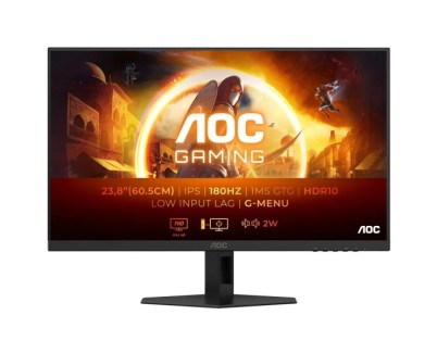 AOC G4 Monitor 23.8\" LED Fast IPS FullHD 180Hz HDR10 - Respuesta 1ms - Angulo de Vision 178° - Altavoces Incorporados - HDMI, DisplayPort, Audio - Montaje VESA 100x100