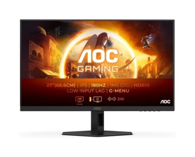 AOC G4 Monitor 27\" LED Fast IPS FullHD 180Hz HDR10 - Respuesta 1ms - Angulo de Vision 178° - Altavoces Incorporados - HDMI, DisplayPort, Audio - Montaje VESA 100x100