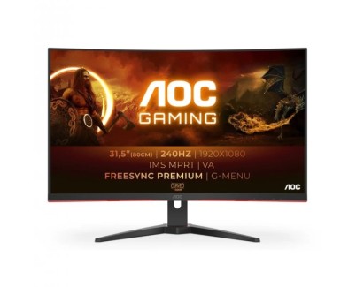 AOC G4 Monitor 31.5\" Curvo 1500R LED VA FullHD 240Hz - FreeSync Premium - Respuesta 1ms - Angulo de Vision 178° - HDMI, DisplayPort, Audio - Montaje VESA 100x100