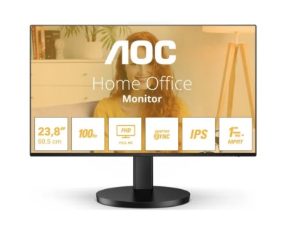 AOC Monitor 23.8\" LED IPS FullHD 1080p 100Hz - Respuesta 1ms - Angulo de Vision 178° - Altavoces Incorporados - HDMI, VGA, Audio - VESA 100x100mm