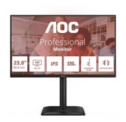 AOC Monitor 23.8\" LED IPS FullHD 120Hz - Respuesta 4ms - Ajustable en Altura, Giratorio e Inclinable  - Altavoces 4W - USB, HDMI, DisplayPort, VGA, Audio - VESA 100x100