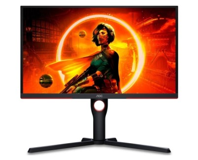 AOC Monitor 24.5\" LED VA FullHD 240Hz FreeSync Premium - Respuesta 1ms - Ajustable en Altura, Giratorio e Inclinable - Angulo de Vision 178°- HDMI, DisplayPort, Audio - Montaje VESA 100x100