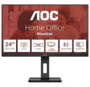 AOC Monitor 24\" LED IPS FullHD 1080p 75Hz - Respuesta 4ms - Ajuste de Altura - Angulo de Vision 178° - Altavoces Incorporados - HDMI, VGA, Audio - Montaje VESA 100x100