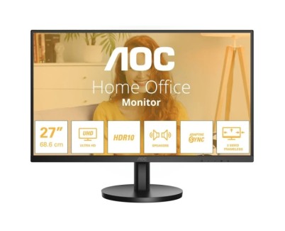 AOC U27B3A Monitor 27\" LED IPS UHD 4K 60Hz HDR10 - Respuesta 4ms - HDMI, DisplayPort - Altavoces 4W - VESA 100x100mm - Color Negro