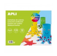 Apli Bloc de 10 Cartulinas 170gr - Libre de Acidos - Ideal para Manualidades y Uso Escolar - Colores Surtidos