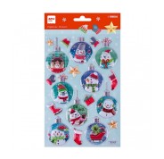 Apli Bolsa con 20 Pegatinas Navideñas Bola Muñeco de Nieve - Adhesivo Permanente - Diseños Surtidos - Ideal para Decorar Regalos y Tarjetas