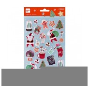 Apli Bolsa con 27 Pegatinas Navideñas Ho Ho Ho - Adhesivo Permanente - Motivos Navideños - Ideal para Decorar Regalos y Tarjetas